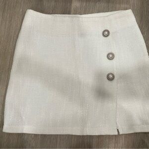 Elegant White Button-Embellished Skirt